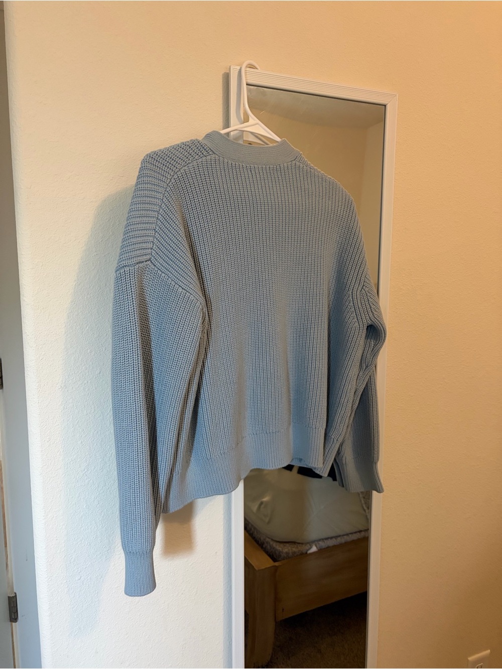 Quince 100% Organic Cotton Fisherman Boxy Cropped Cardigan Sky Blue Medium - Picture 6 of 7